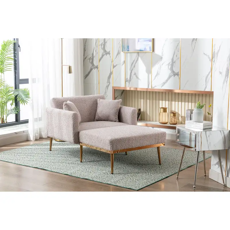 Teddy Fabric Accent Chair with Rose Gold Legs — Grey / Deep Orchid Pink / Yellow / White / Camel / Pink | 1-Seat
