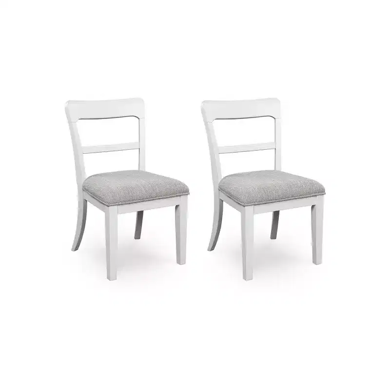 Signature Design by Ashley Chadworth Dining Upholstered Side Chairs, Set of 2, White Wood Frame with Polyester Seats