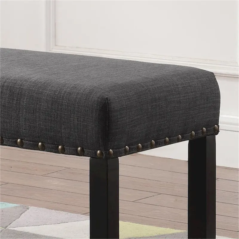 Fabric Dining Bench with Nailhead Trim and Wood Frame