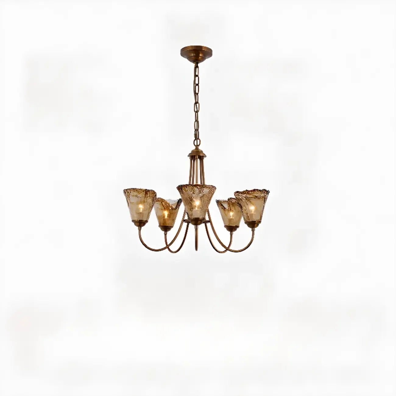 6 Lights Modern Amber Flower Glass Chandelier