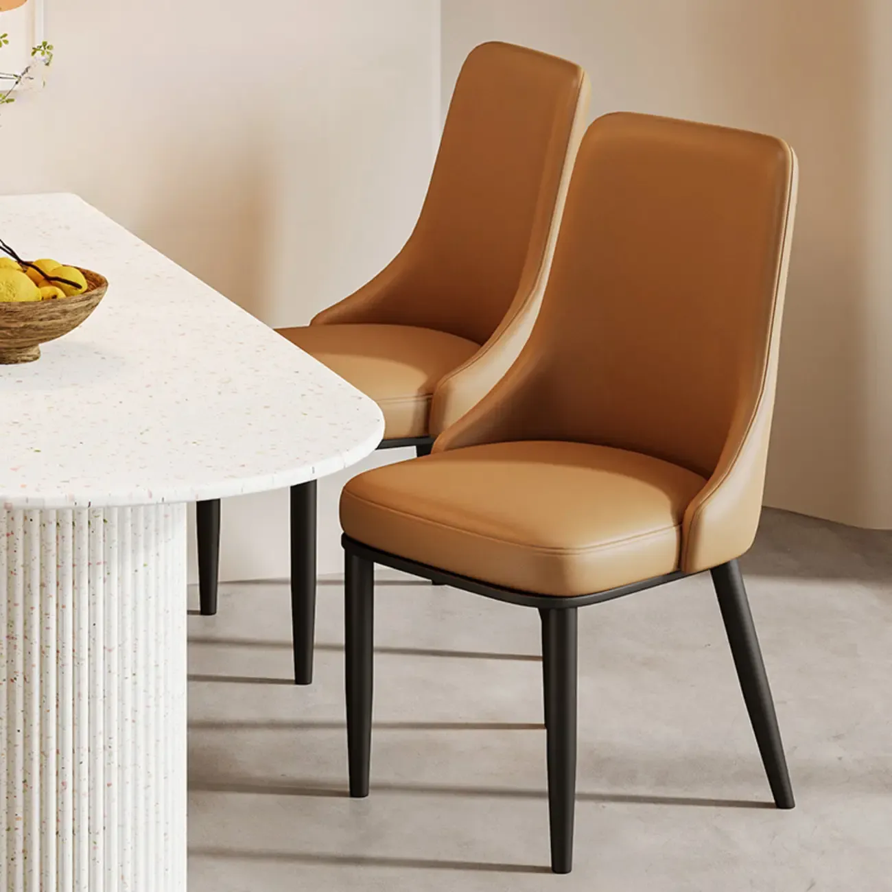 Modern Upholstered Metal Leather Dining Chairs