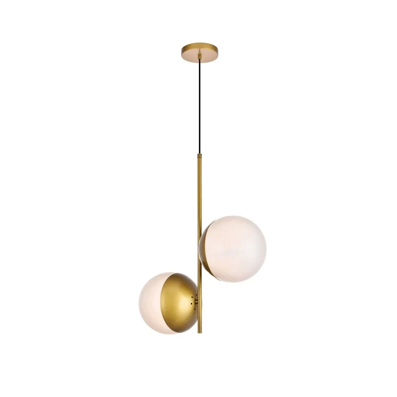 Elegant Lighting Eclipse 2 Light 17  Wide Pendant with Frosted Glass
