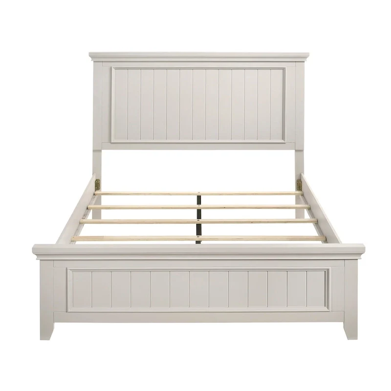 Off White Finish Wooden Panel Bed 1pc