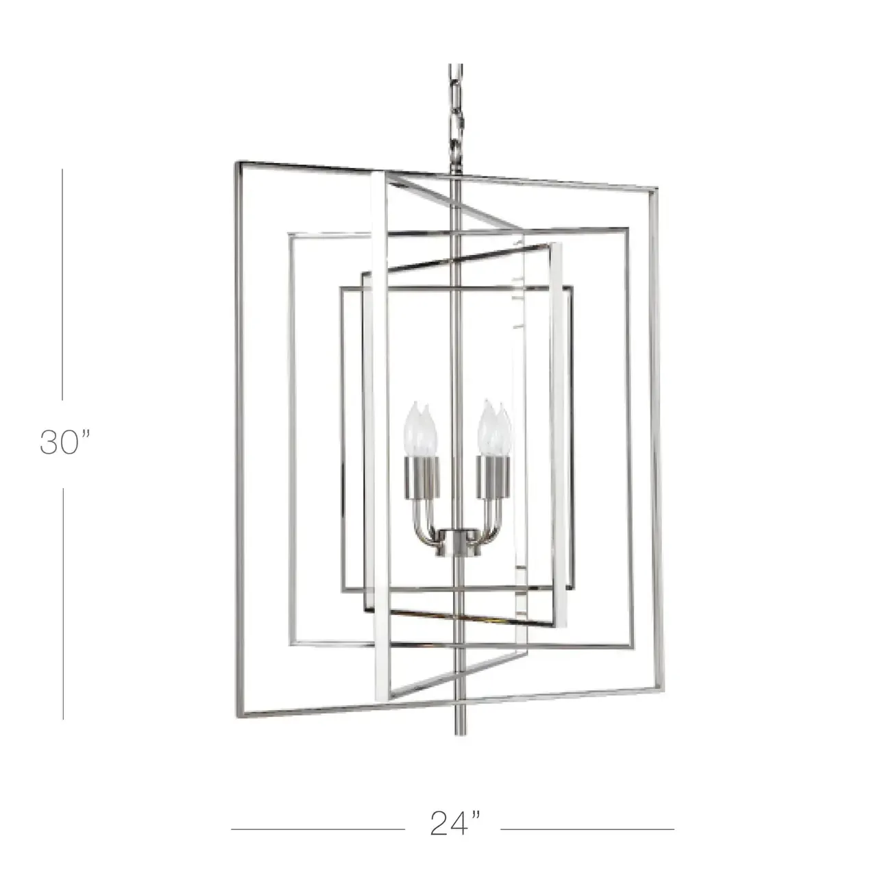 Modern Silver Rectangular Metal Cage Chandelier