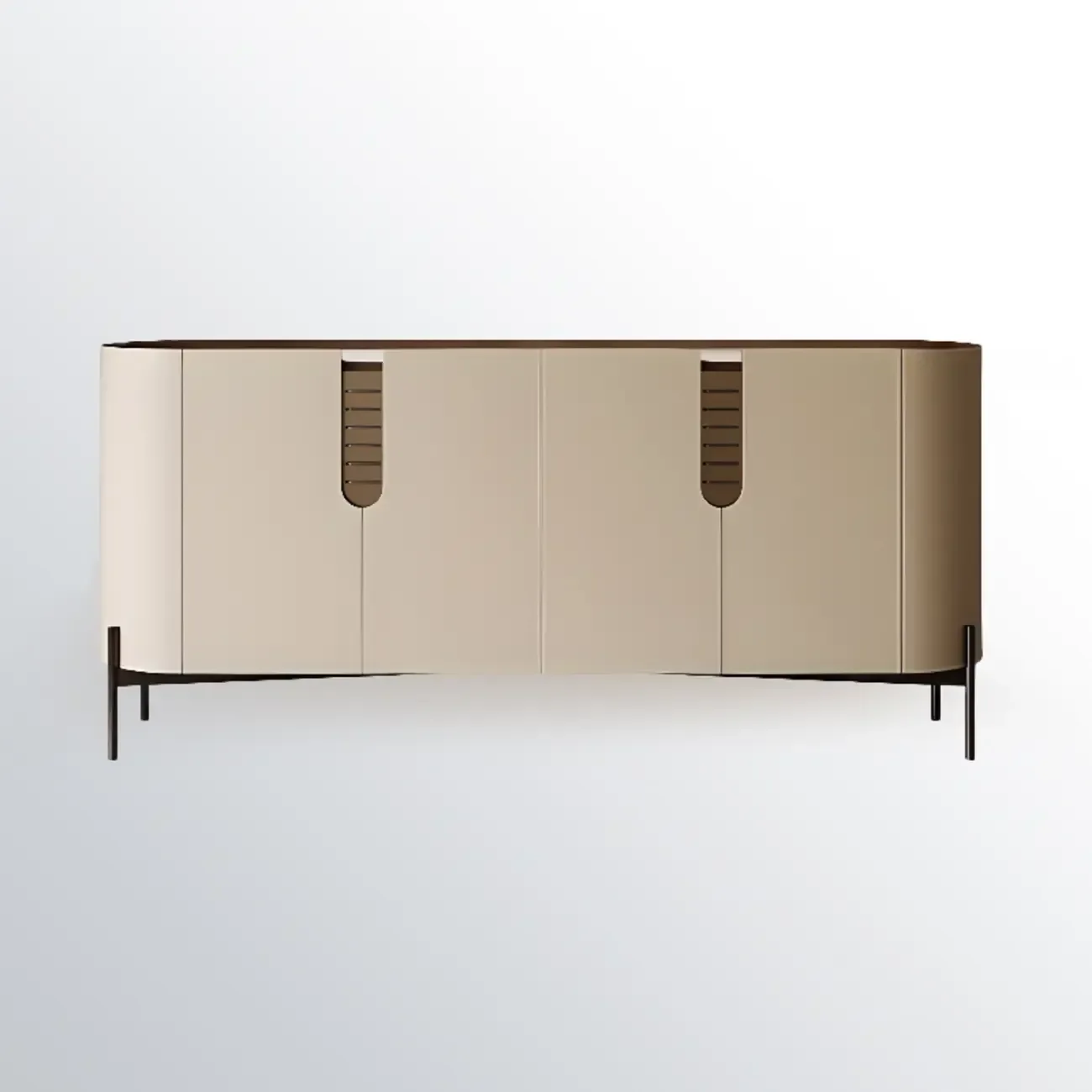 Modern Beige Stone Accent Cabinet with 4 Straight Legs