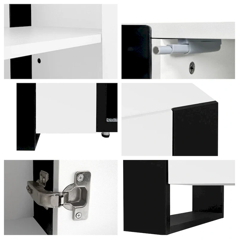 Modern TV Stand with 34.2 Non-heating Electric Fireplace and Cabinets