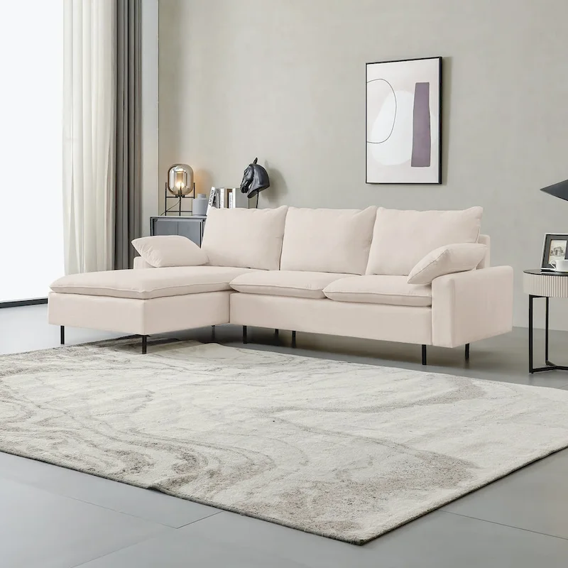 L-Shaped Upholstered Sectional Sofa with Chaise