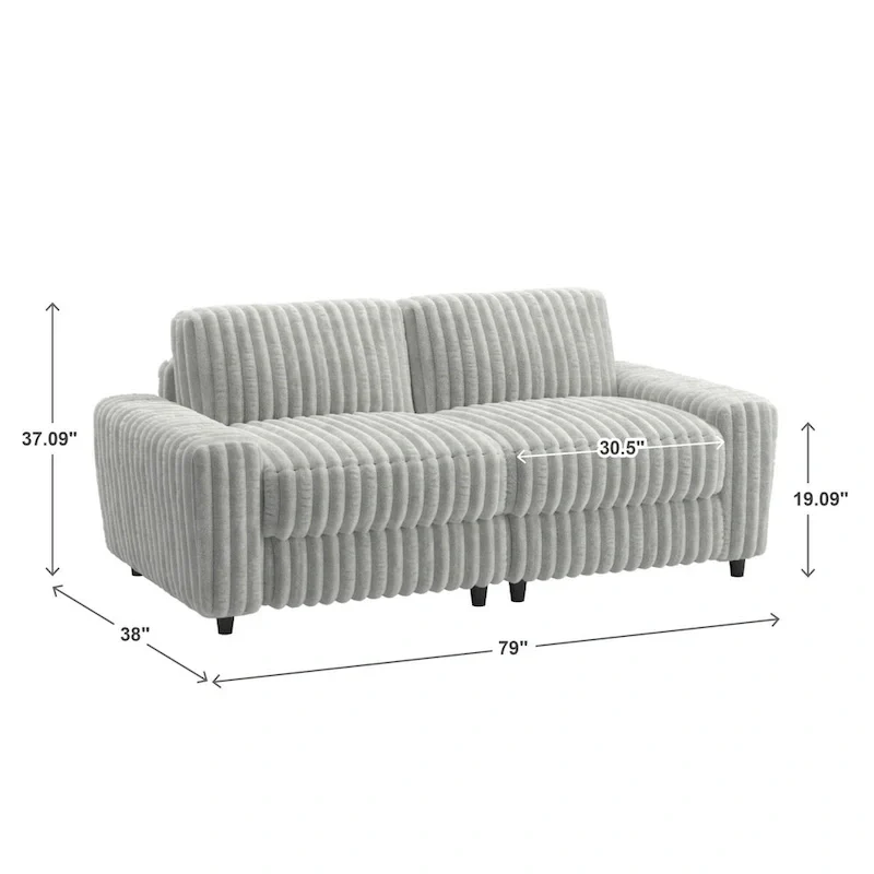 Furry Channel Fabric Loveseat with Track Arms