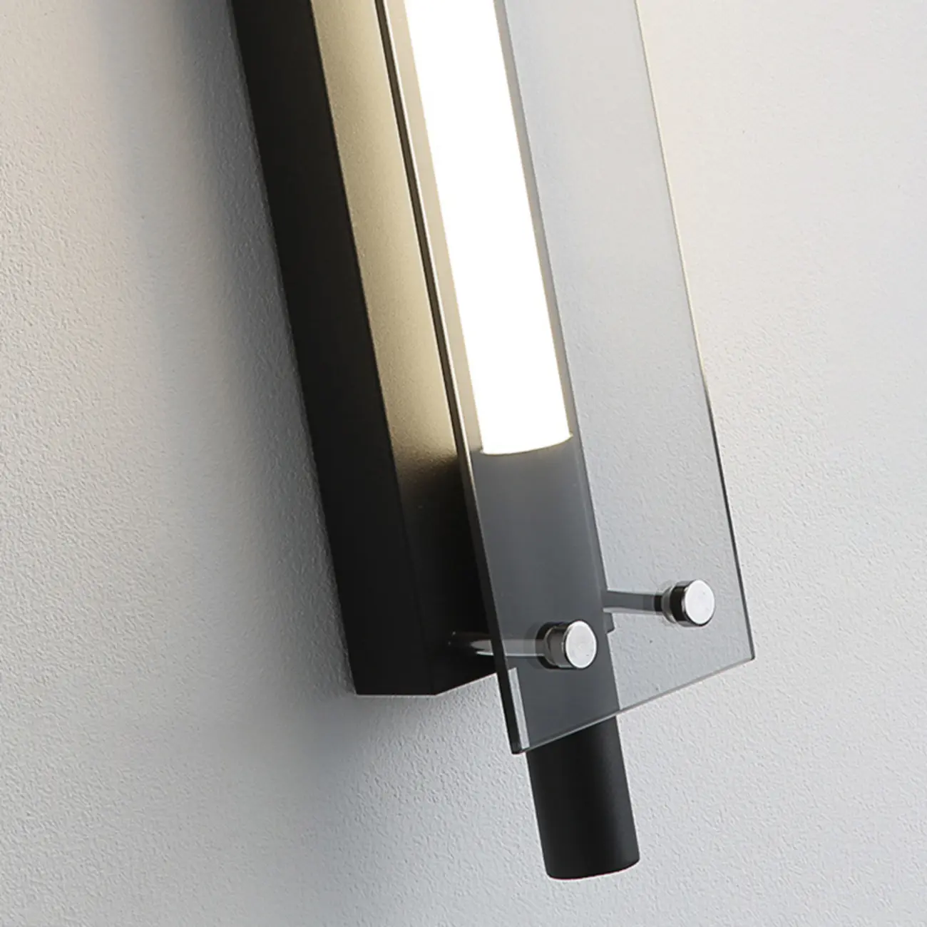 Modern Black Metal Linear Plastic Shade Wall Sconce