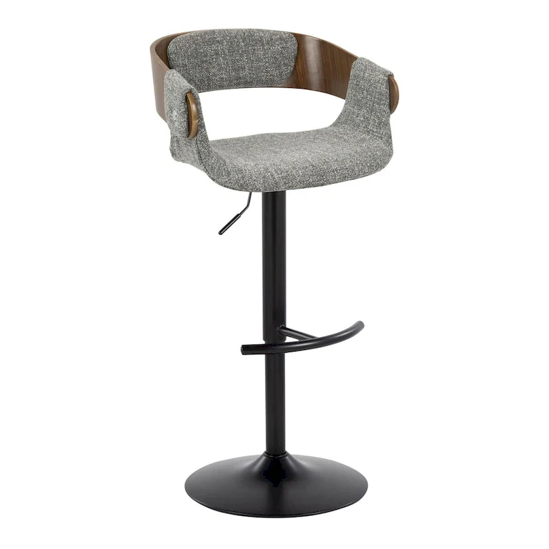 Adjustable Swivel Bar Stool - Grey/Cream Fabric - Single Seat