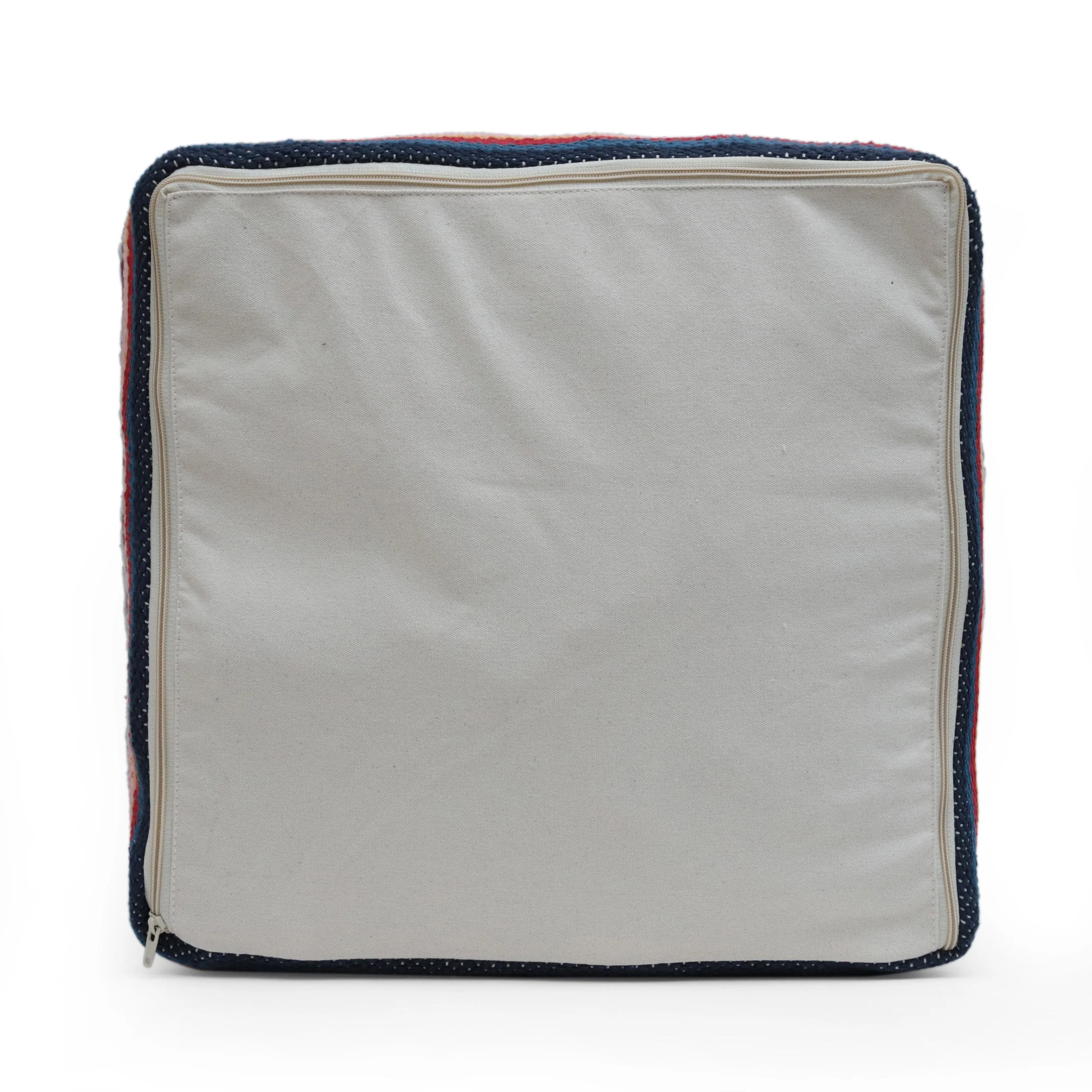 Boho Handcrafted Peruvian Print Cube Pouf - NH615413