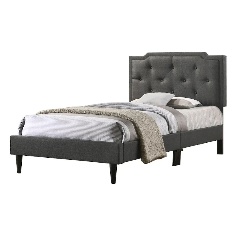 Deb Transitional Tufted Upholstered Panel Bed
