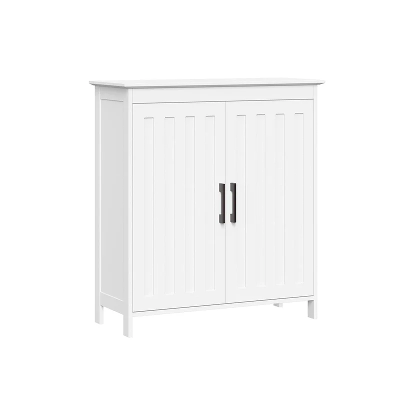Two-Door Bathroom and Laundry Storage Cabinet with Adjustable Shelves, White
