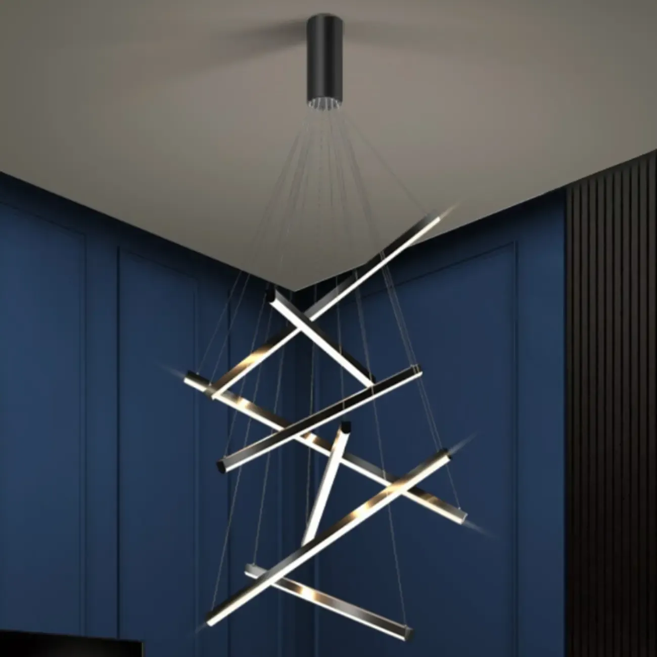 Modern Geometric Linear Sputnik Chandelier