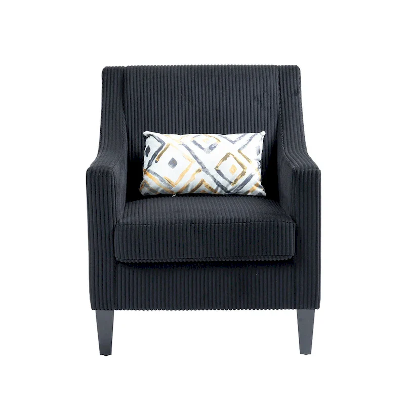 Black Modern 26.8 Arm Chair with Rubber Wood Legs