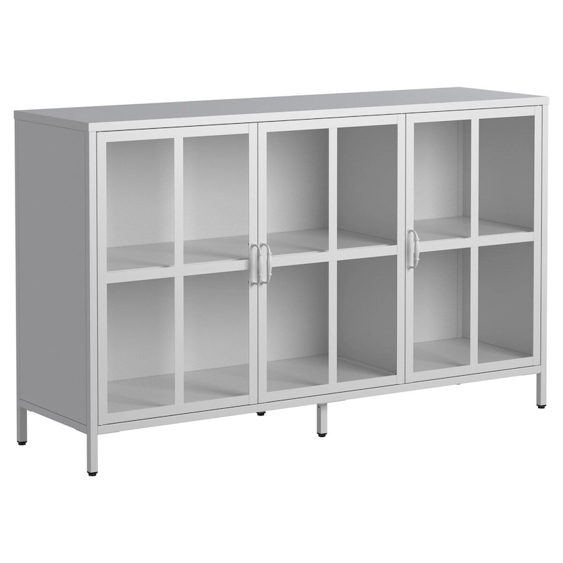 Sideboard Buffet Cabinet with Storage Steel Storage Cabinet ,Adjustable Feet,Glass Doors,Large Capacity Organizer