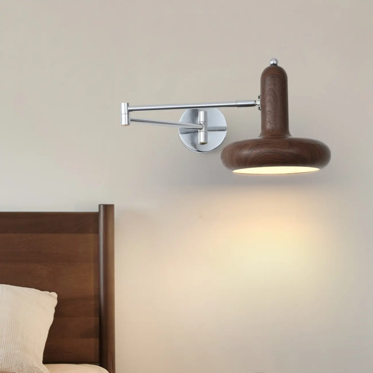 Mini Adjustable Iron Swing Arm Wall Light for Bedside Use