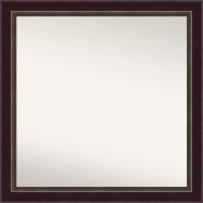 30" x 30" Non-Beveled Signore Bronze Wood Wall Mirror - Amanti Art