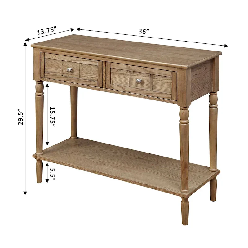 French Country 2 Drawer Hall Table with Shelf