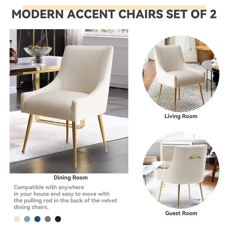Upholstered Accent Chair Set of 2 with Rear Handle