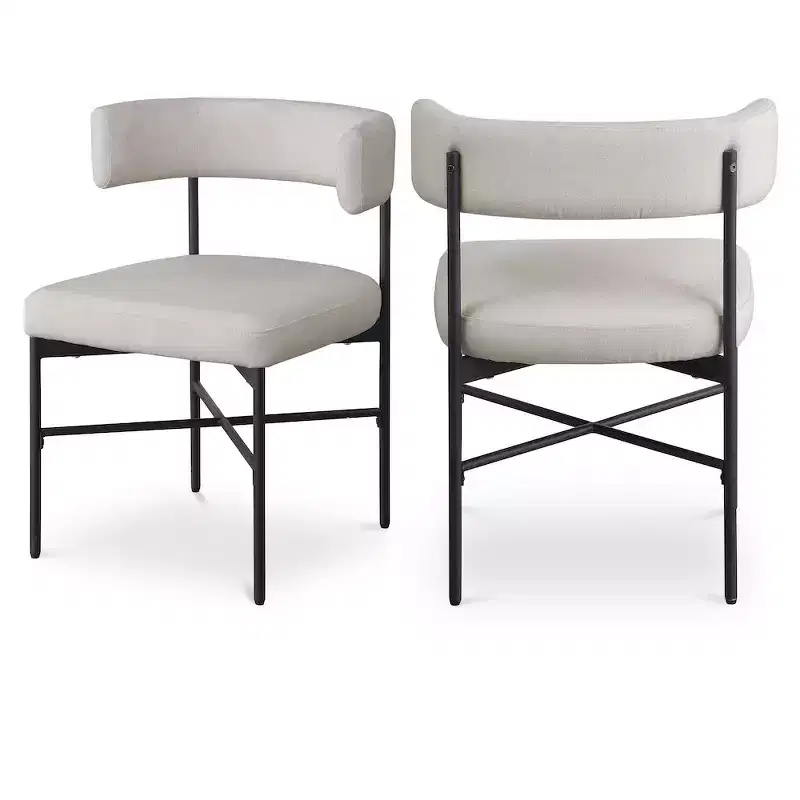 Meridian Furniture,Rivage Durable Linen Textured Fabric Dining Chair, Set of 2