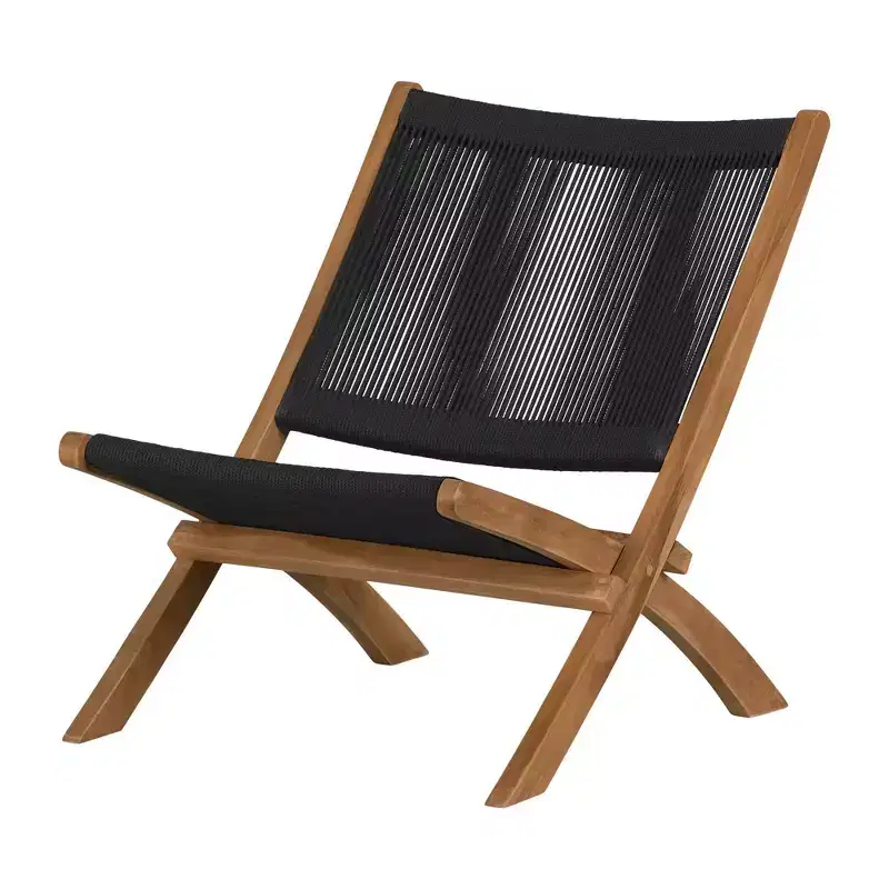 South Shore Balka Lounge Chair Black/Natural: Glossy Finish, Wood Frame, Spot Clean, Assembly Required