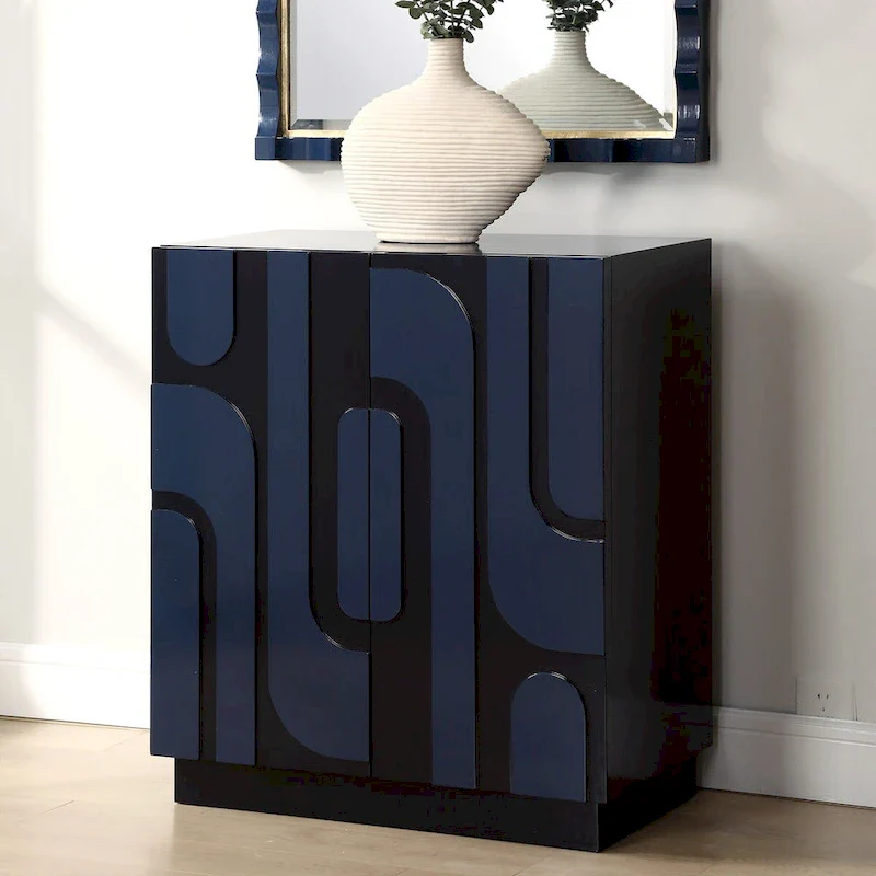 2 Door Glossy Blue Cabinet - 34 H X 30 W X 16.125 D