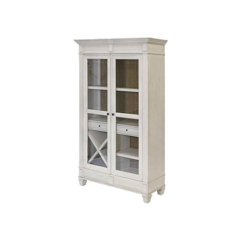 Traditional Wood Kitchen Display Cabinet, Dining Storage, White
