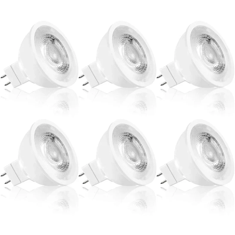 Luxrite MR16 LED Bulb 50W Equivalent, 12V, Dimmable, 500 Lumens, GU5.3 LED Bulb 6.5W, Enclosed Fixture Rated (6 Pack)