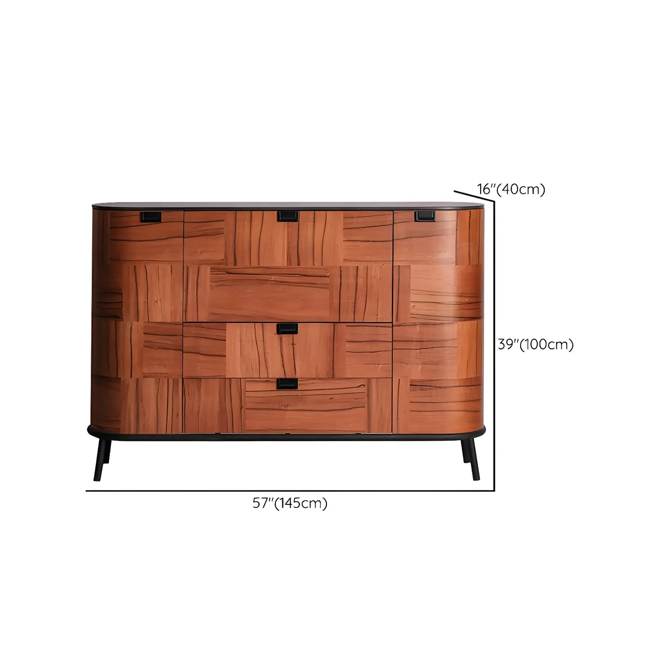 Brown Wooden Sideboard Cabinets with Stone Countertop