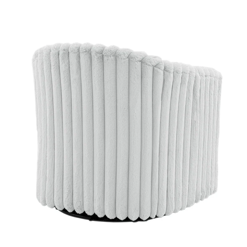 Faux Rabbit Fur 360-Degree Swivel Barrel Accent Chair