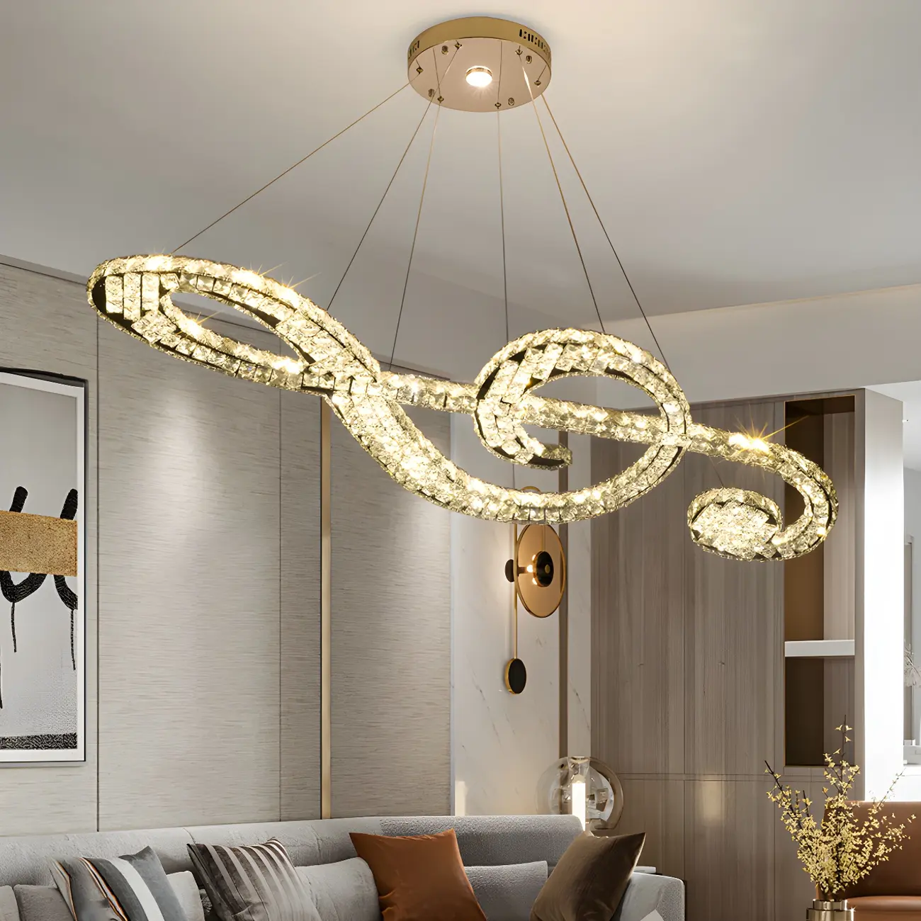 Artistic Modern Crystal 2-Light Island Pendant Light