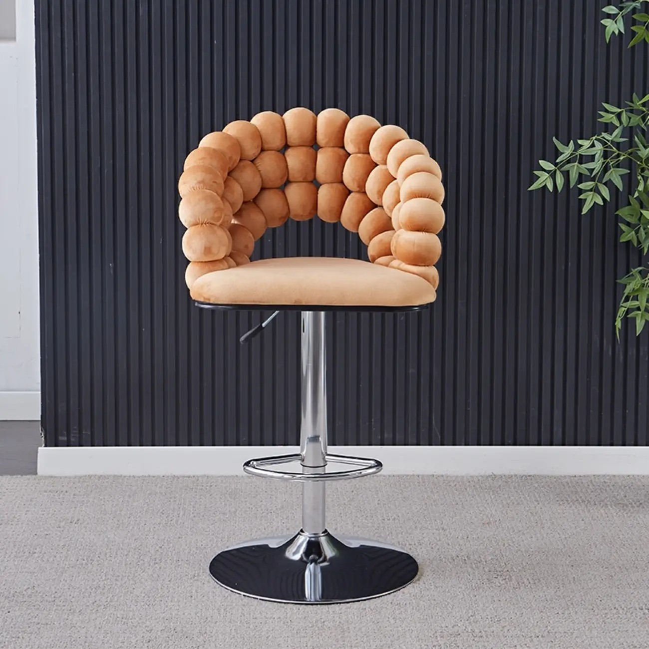 Glam Swivel Saddle Fabric Adjustable Height Bar Stool with Arms