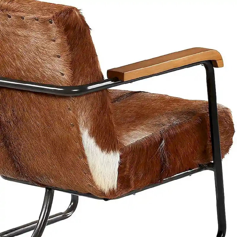 Veranda Cow Hide Upholstered Occasional Chair, Brown and White