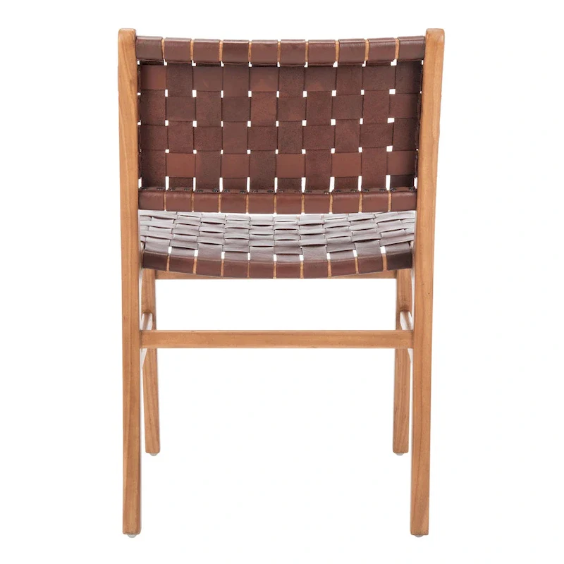 SAFAVIEH Hildred Woven Leather Dining Chair - Cognac / Natural - 20Wx22Dx33H
