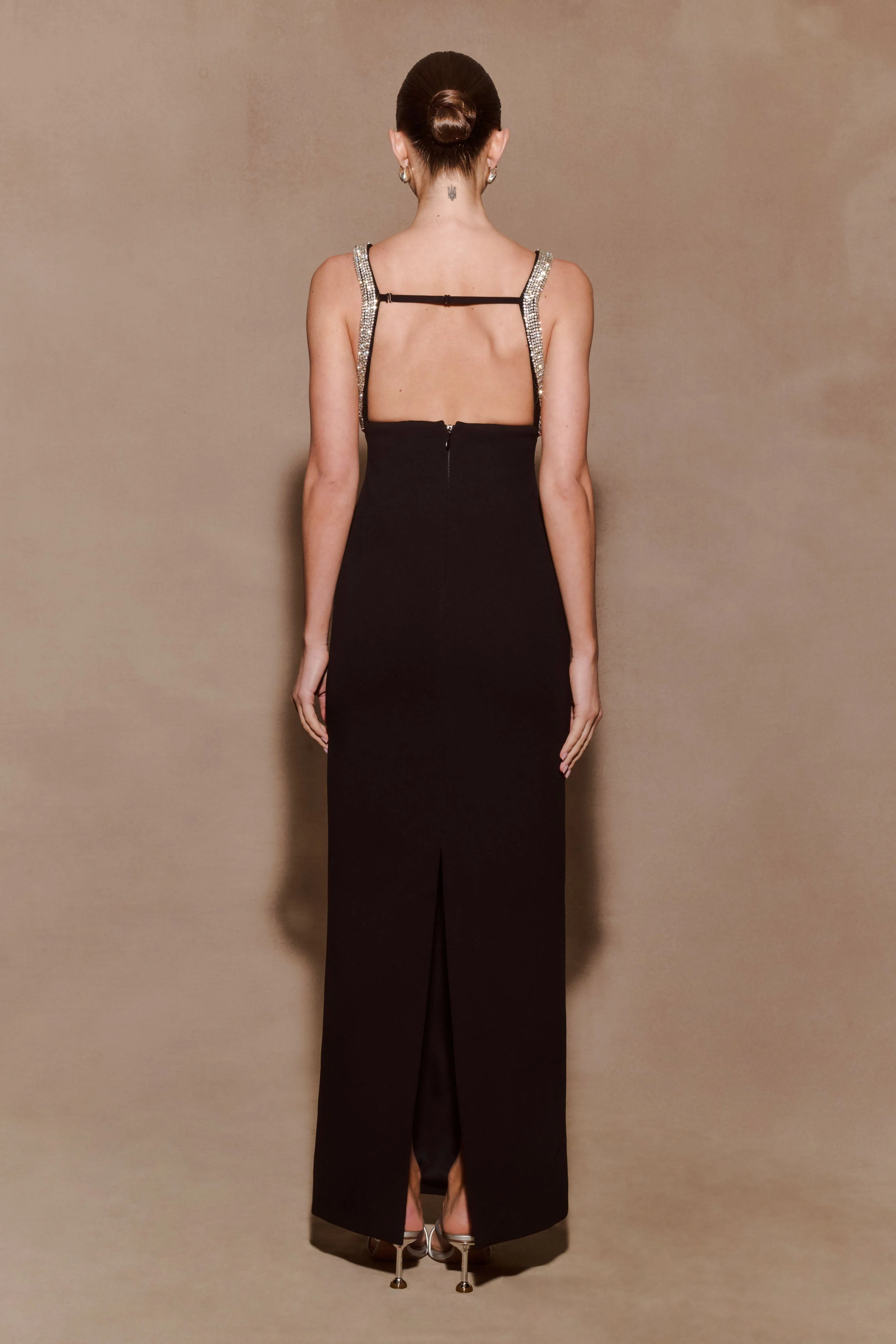 Lorde Embellished Crepe Maxi Dress - Black