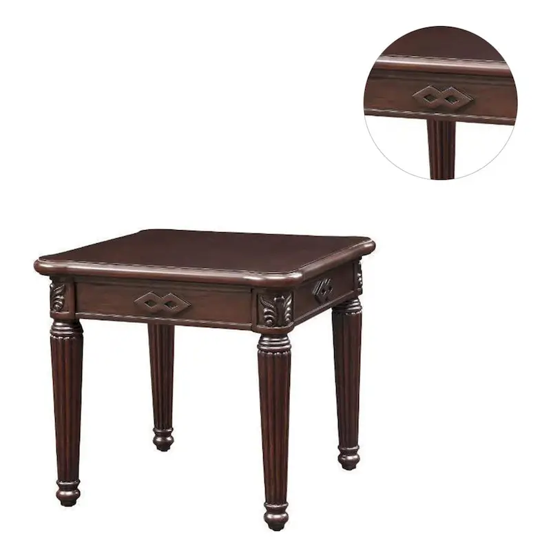Square Wood End Table in Espresso Finish