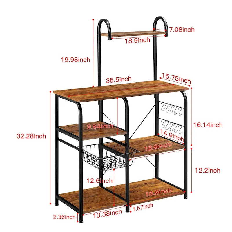 Kitchen Baker's Rack Utility 4-tier Microwave Stand