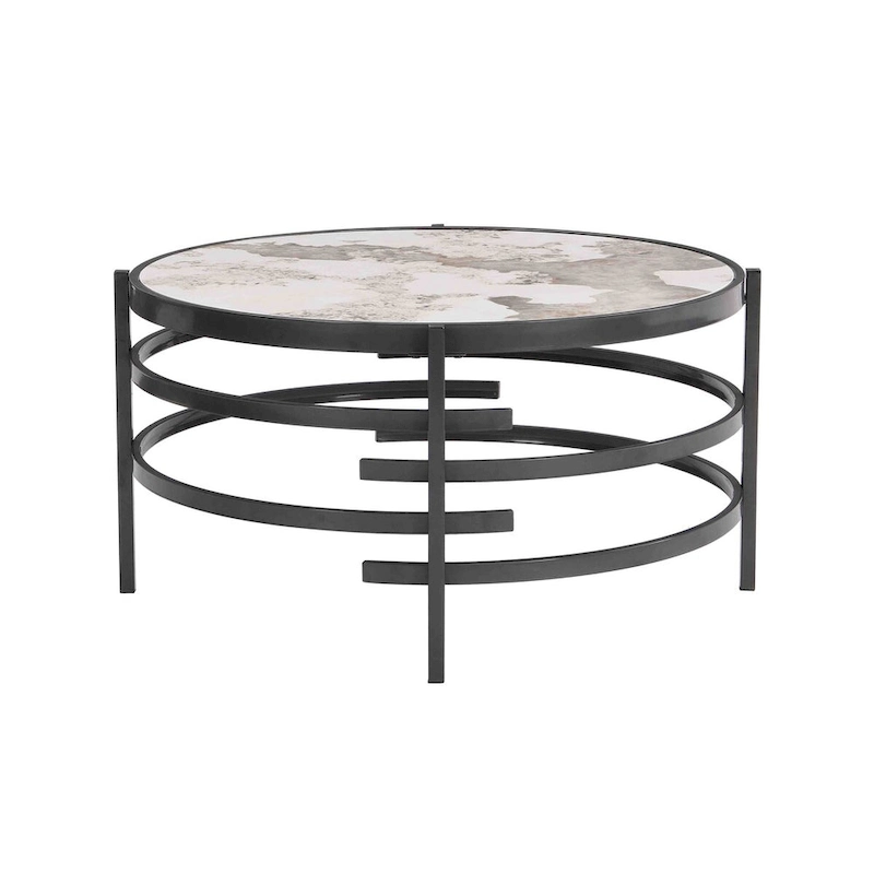 Modern Coffee Table With Sintered Stone Top and Sturdy Metal Frame
