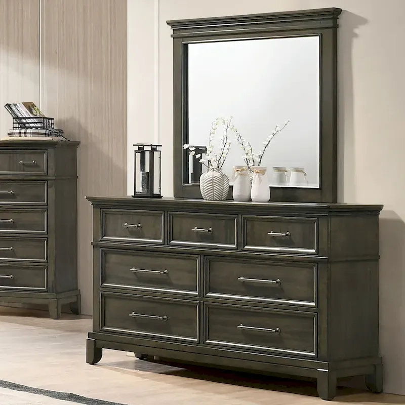 Furniture of America Evva Traditional Grey 5-Piece Panel Bedroom Set