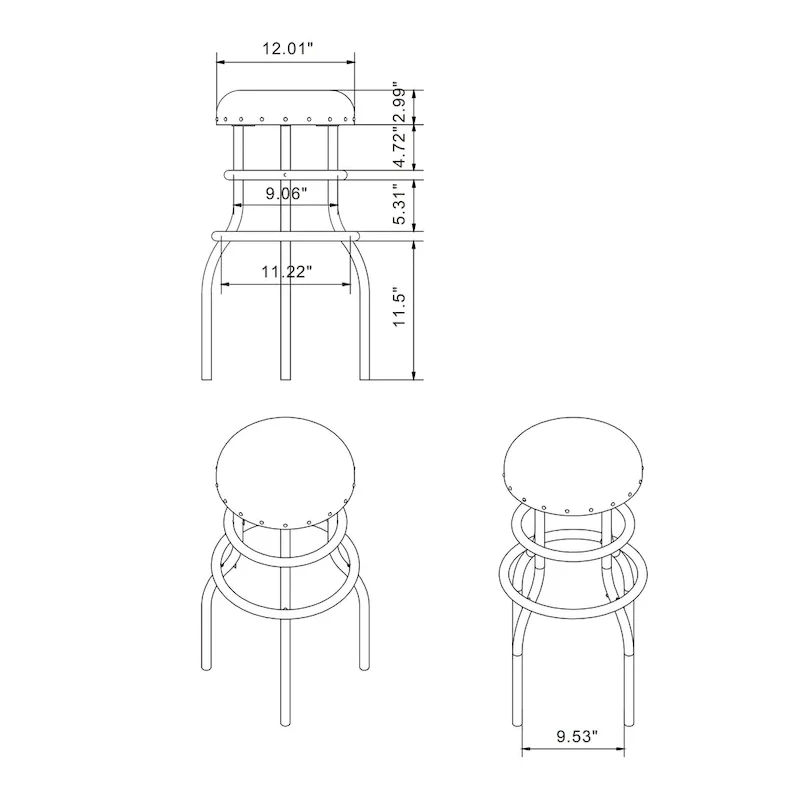 Vigo Rustic Bronze Metal Counter Height Barstool by