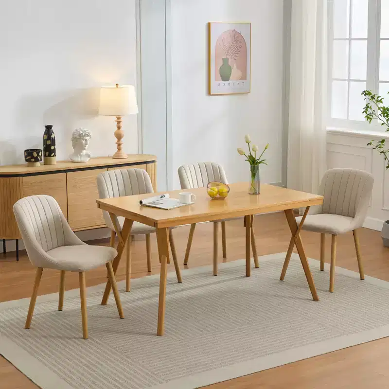 Set of 2 Dining Chairs with Oak Legs,Weight Capacity 300lbs for Dining Room