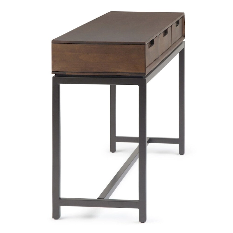 WYNDENHALL Devlin SOLID HARDWOOD and Metal 54 inch Wide Industrial Wide Console Table in Walnut Brown - 54 W x 16  D x 30  H