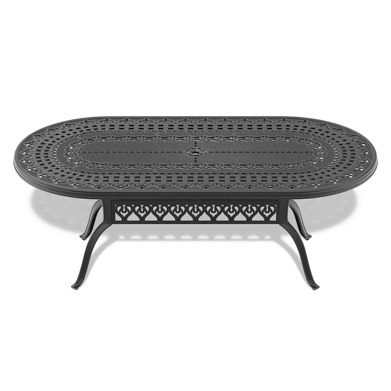 82.87 in. x 42.13 in. Cast Aluminum Patio Dining Oval Table for Balcony, Lawn, Garden, Backyard