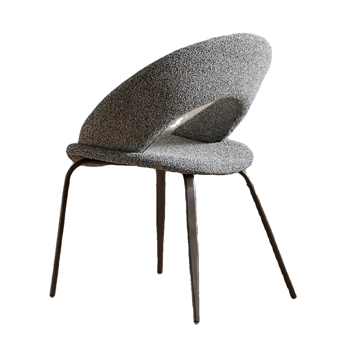 Mid Century Modern Linen Dining Chair with Steel Legs