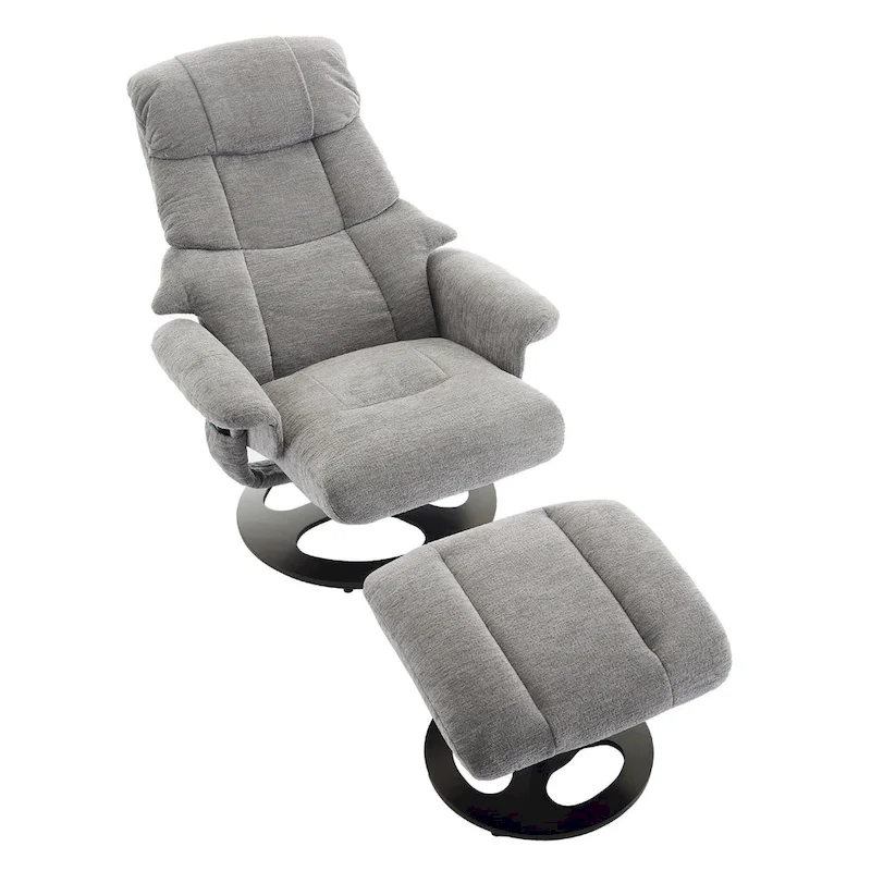 Chenille 360 Swivel Massage Recliner Chair with Ottoman, Massage and Heated Seat