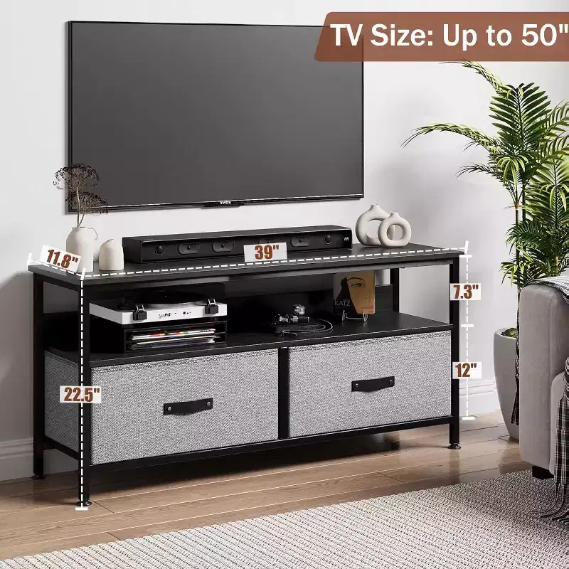 Dresser TV Stand, Entertainment Center with Storage, 50 Inch TV Stand for Bedroom Small TV Stand Dresser with Drawers and Shelves