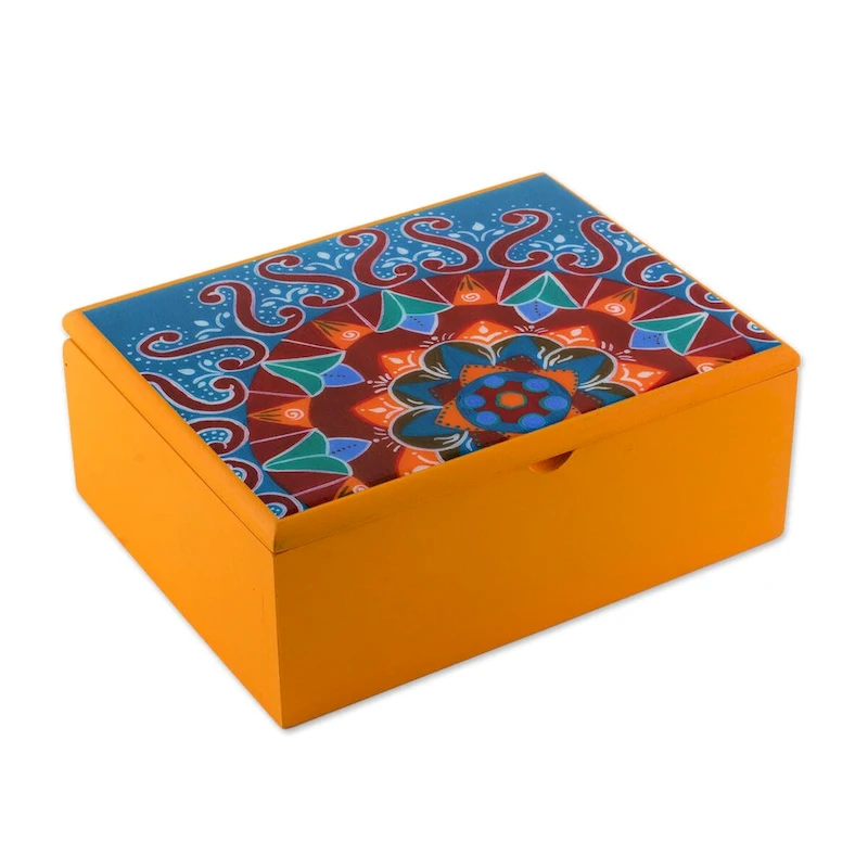 Novica Handmade Fruits Of The Sun Wood Tea Box