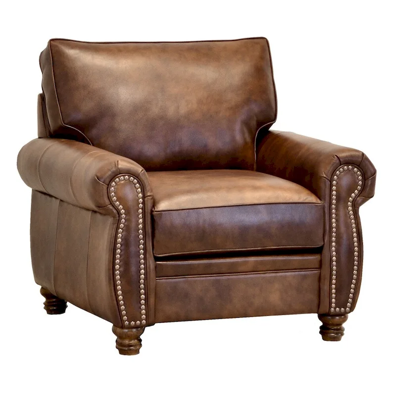 Made in USA Cabot Brown Top Grain Leather Sofa and Chair Set