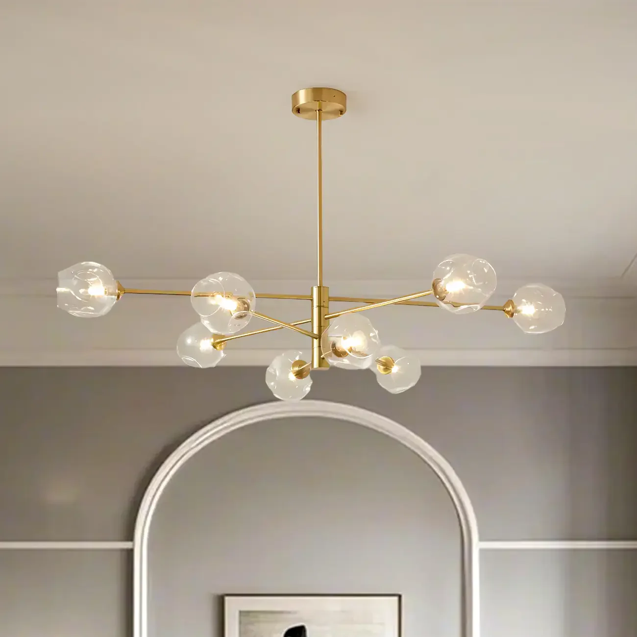 Modern 8-Light Glass Globe Sputnik Chandelier